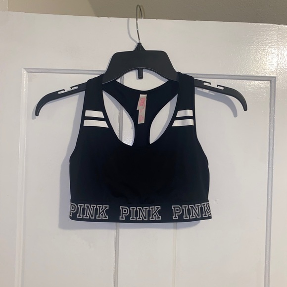 PINK Victoria's Secret Other - VS PINK Victoria’s Secret Racerback Sports Bra Small Black & White Crop Top NWOT
